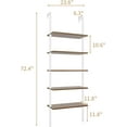 thumbnail image 3 of Flamaker 5-Tier Bookshelf  Wall Mount Ladder Bookshelf, Wood Board and Metal Frame, Modern Tall Narrow Storage Organizer for Home Office (White), 3 of 14