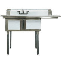 NSF 48 in. Double Bowl Sink With Faucet, Kitchen Sink Commercial Sink with Right Drainboard in Stainless Steel