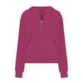 thumbnail image 3 of Basic Hoodies for Women 2025 Fall Winter Long Sleeve Half Zipper Hoodie with Pockets Hooded Sweatshirt Pullover Tops, 3 of 5
