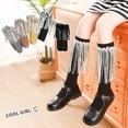 thumbnail image 4 of Qudderr Toddler Baby Girls Knee High Socks Cotton Knit over Calf Dance Socks 3-12 Years Girls Tassel High Socks for Kids, 4 of 7