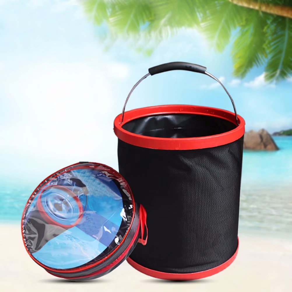 Outdoor Folding Fishing Camping Car Washing Hiking Water Bucket Barrel 9L A T1J8