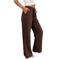 thumbnail image 6 of Nhthy Women's Solid Summer Drawstring Waist Cargo Pants Wide Leg Casual Loose Fit Trousers Brown XXL, 6 of 6
