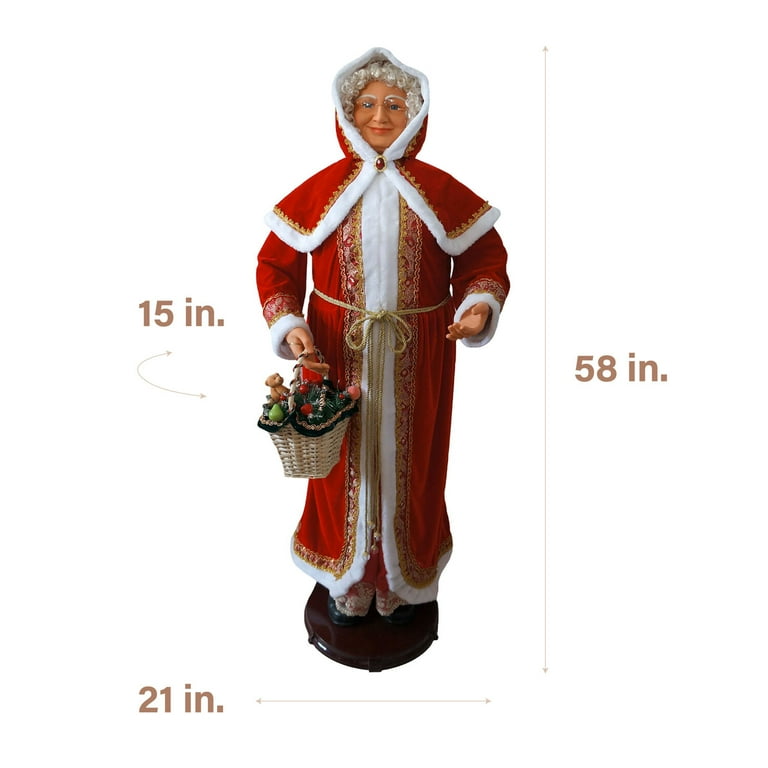 Fraser Hill Farm 4.8 ft Life-Size Dancing Mrs. Claus with Basket
