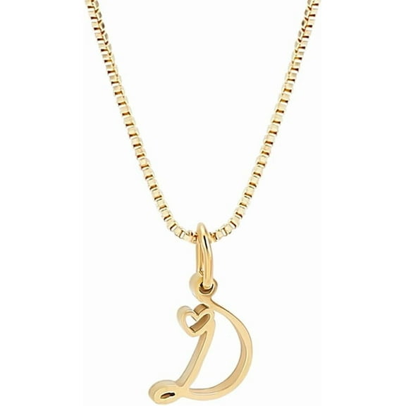 Initial Necklace Handwriting Style Letter A-Z Necklace 18"with 2"extender Tiny Heart Initial Box Chain Necklace Cute Personalized Name Necklace for Trendy Golden DIY
