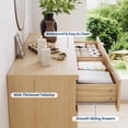 thumbnail image 2 of Solution de Rangement Spacieuse - Commode à 6 Tiroirs pour Chambre - Coffre Cannelé de 47 Pouces de Large avec Poignées Dorées - Grand Organisateur pour Salon, Garde-Robe Ou Entrée - Fini Chêne - Couleur Chêne Naturel, 2 of 7