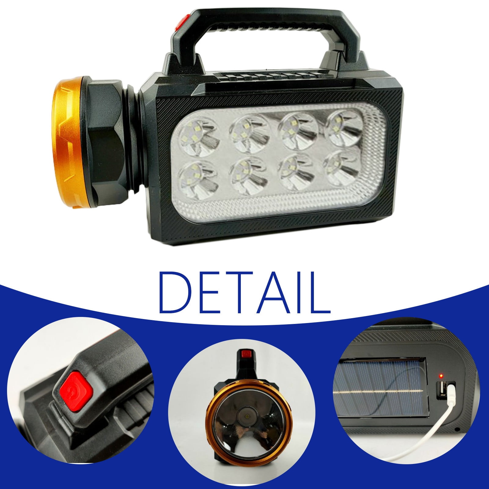 Solar Lamp | Super Bright LED Camping Lantern | USB & Solar Rechargeable Flashlight | IPX65 Waterproof | 2400mAh Battery | Multi-Mode Emergency Tent Light | Portable Handheld Design