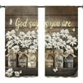thumbnail image 4 of Brown Daisy Vintage Country Window Curtains 2 Panels Rod Pocket Rustic Farmhouse Floral Inspirational Cottage Style Window Drapes Treatment Living Dining Room Home Decor 42W X 63L Inches, 4 of 6