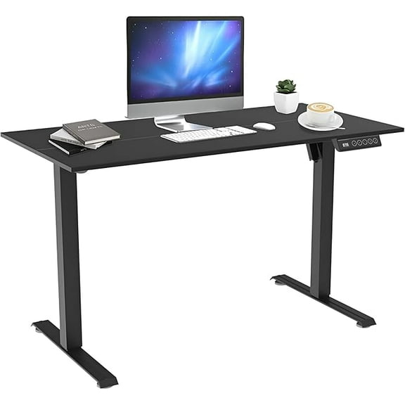 47x24 inch Electric Standing Desk with 3 Memory Height Settings, Ergonomic Sit Stand up Computer Desk with Wood Splice Tabletop Loads up to 110lbs, Black