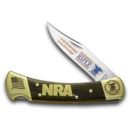 BUCK 110 NRA National Rifle Association Wooden Folding Hunter Custom Pocket Knife