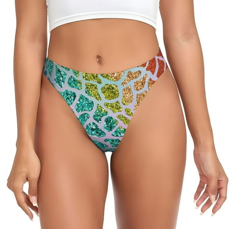 Sigee Rainbow Glitter for Women s G-String Panty  Low Rise  Soft Lace Perfect for Everyday Wear or Special Occasions-Medium