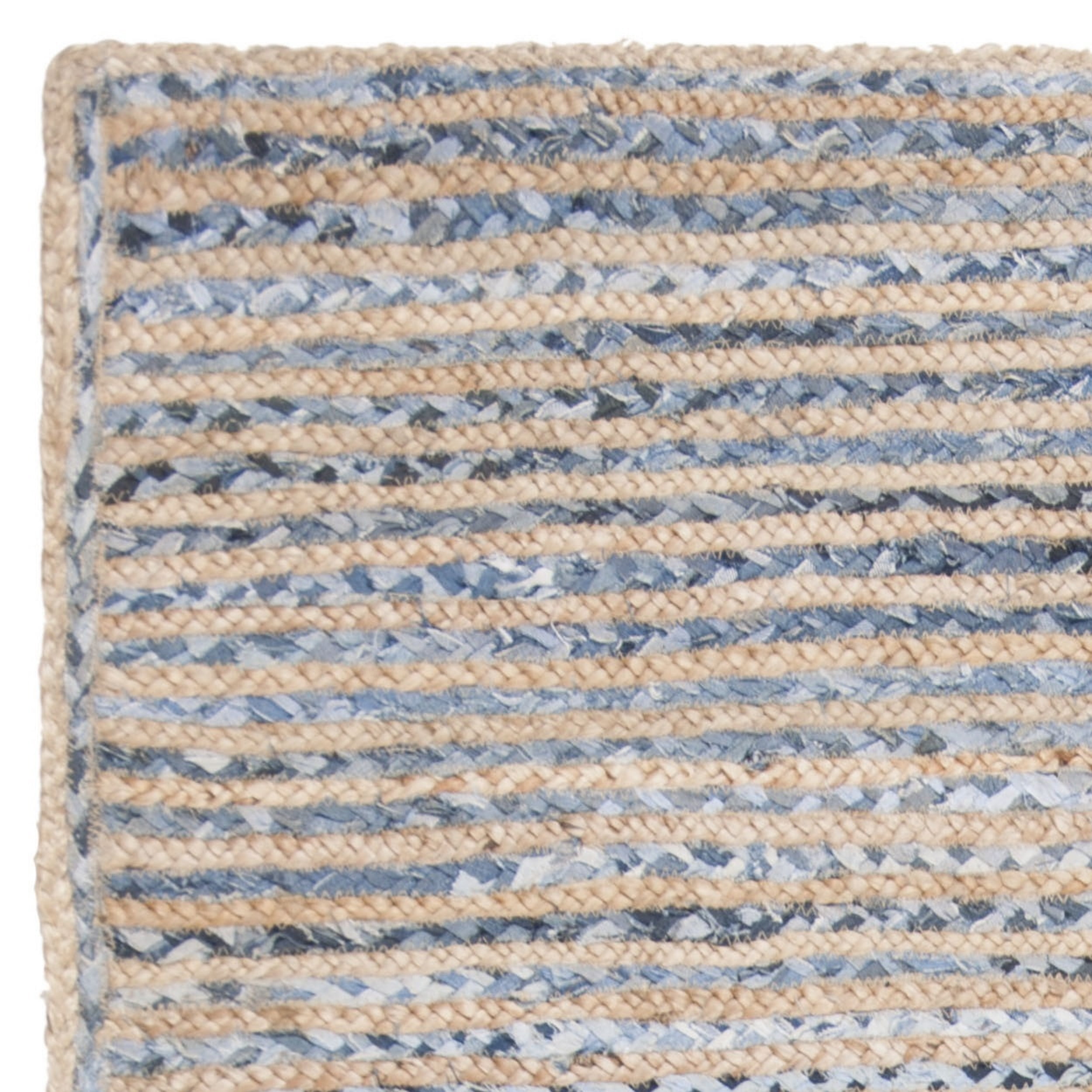 SAFAVIEH Cape Cod Andrina Braided Striped Jute Area Rug, 8' x 10', Natural/Blue