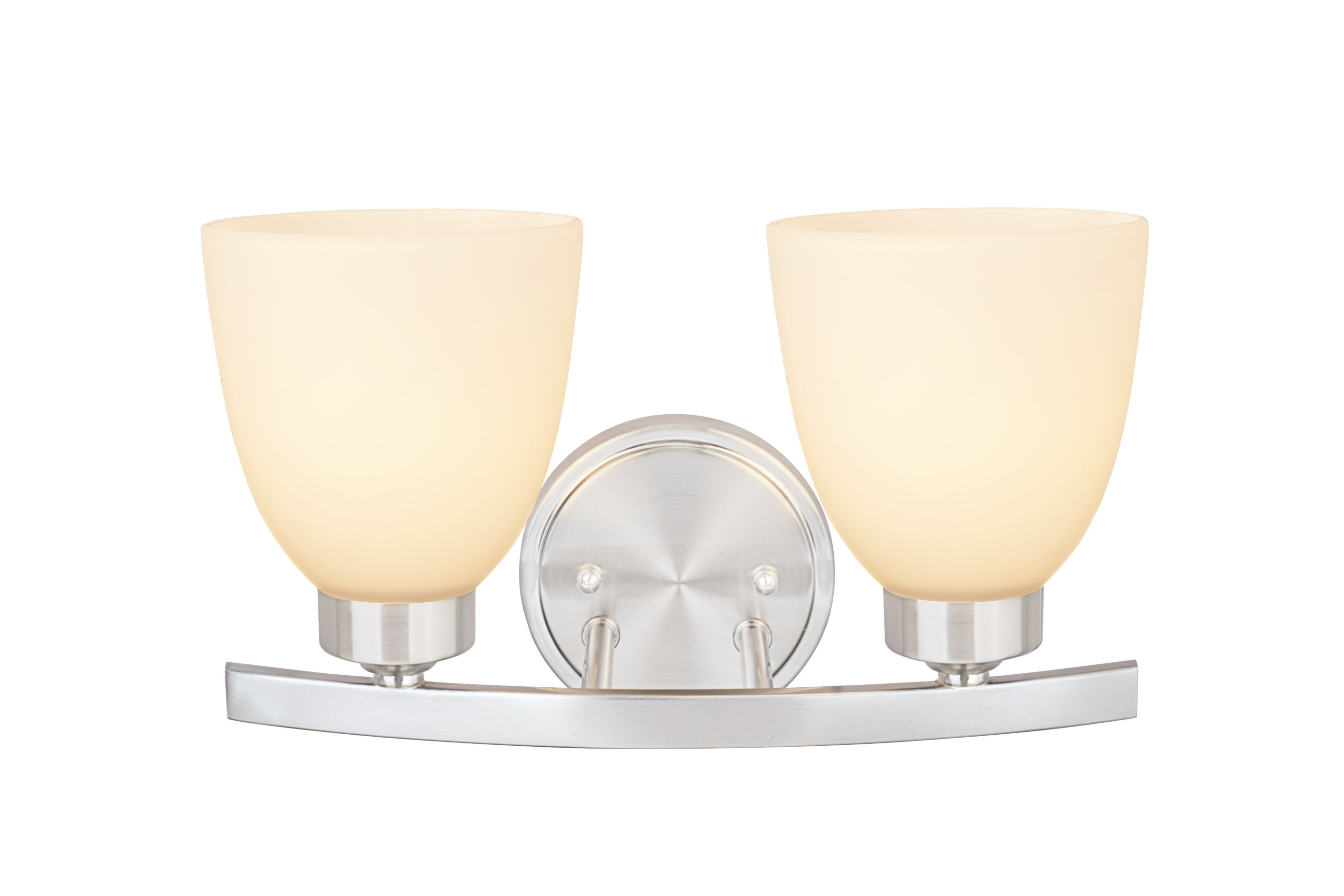 Aspen Creative 62203-1, Two-Light Metal Bathroom Vanity Wall Light Fixture, 13" Wide, Transitional Design in Satin Nickel