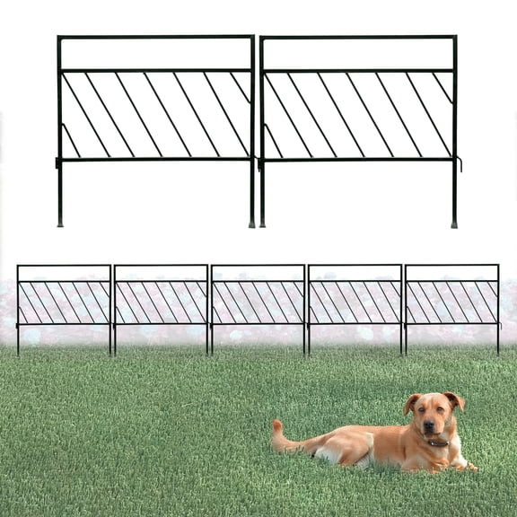 Glamos Wire Flat Top Diagonal Panel Fence, Metal Garden Border Panel covers 5 plus feet (5 Pack)