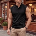 thumbnail image 2 of XFeng Men's Ribbed Sleeveless Henley Tank Top, Stand Collar Casual Muscle Shirt, 2 of 7