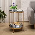 thumbnail image 2 of Round Side Table with Removable Tray - Modern Gold Accent Table, 2 of 9