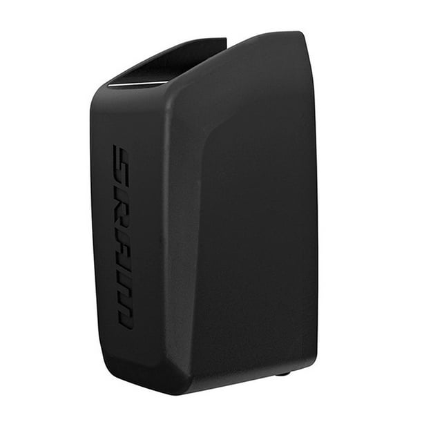 SRAM eTAP battery displayed in a close-up view, featuring a sleek black design with the SRAM logo embossed on the side. This replacement battery is compatible with eTAP and AXS eTAP derailleurs, ideal for cycling and universal battery applications.