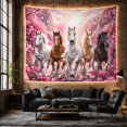 thumbnail image 6 of Five Horses Charging Through Water with Cherry Blossoms Majestic Fantasy for Nature Lovers Wildlife Wall Art Housewarming Gift Tapestry Wall Hanging for Bedroom and Living Room, 6 of 7