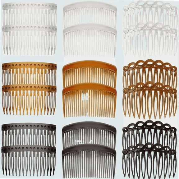 18 Pieces French Side Combs, Plastic Side Hair Twist Decorative Comb with Teeth, Hair Combs Slides Hair Clips Accessories for Women Bridal Wedding Veil Girls Thick and Fine Hair