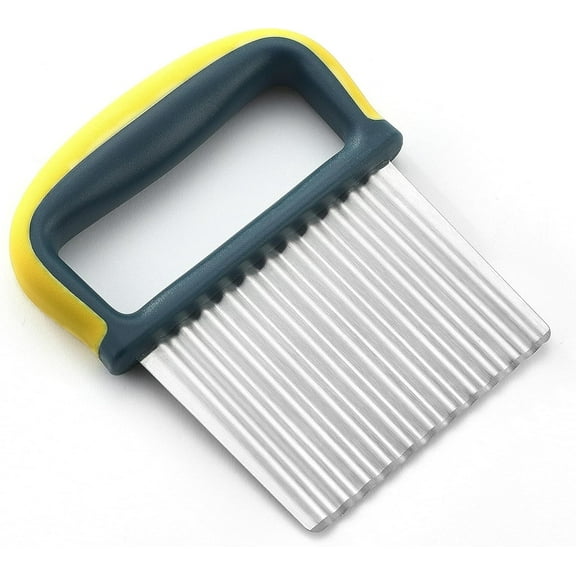 Crinkle Cutter with Cover French Fry Cutter Potato Knife Cutter Wavy Crinkle Cutting Tool Potato Cutter Veggie Chopper Veggie Slicer Fruit Vegetable Slicer Stainless Steel