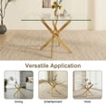 thumbnail image 5 of Sumdeal Modern 3-Piece Dining Set, 47.24-Inch Rectangular Tempered Glass Table with 2 Gray PU Leather High-Back Chairs, Gold Legs, 5 of 9
