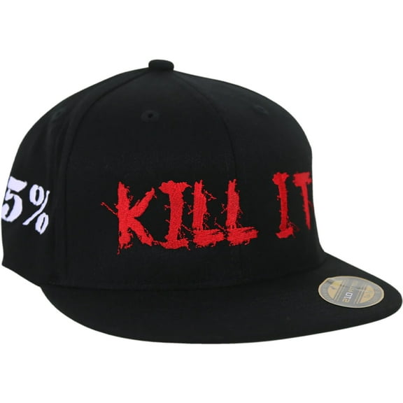 5% Nutrition Rich Piana Love It Kill It Black Trucker Hat, Baseball Hat - Fitted Flexfit Flat Bill Cap for Men and Women, Embroidered White 5 Percent Logo