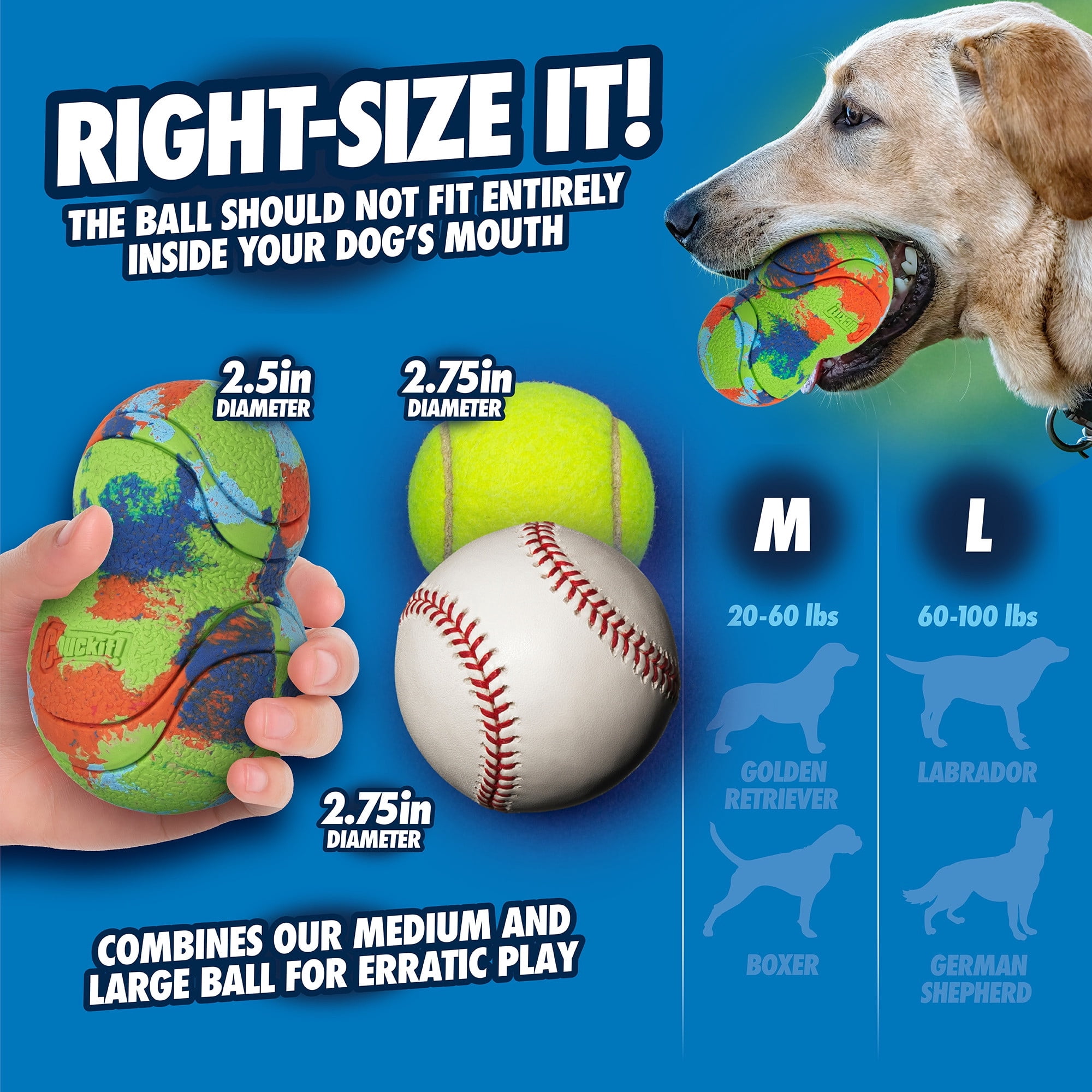 Chuckit! EcoFetch Tumbler Recycled Rubber Dog Ball Fetch Toy for Dogs, 6" for Small to Medium Pets, Pack of 1
