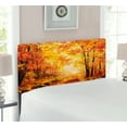 thumbnail image 2 of Country Headboard, Pale Shaded Autumn in the Forest Pastoral Calm Simple Life Nature Paint Away Art, Upholstered Decorative Metal Bed Headboard with Memory Foam, Twin Size, Orange Brown, by Ambesonne, 2 of 4