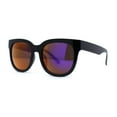 thumbnail image 2 of Womens Round Thick Horn Rim Color Mirror Boyfriend Sunglasses Black Purple Mirror, 2 of 4