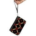 thumbnail image 2 of Buckle-Down Wallet, Zip Around, Red Roses and Gold Chain Black, Vegan Leather, 2 of 7