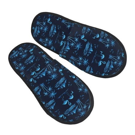 

Ocsxa Mens Womens Cozy Memory Foam Scuff Slippers Slip On Warm House Shoes Indoor/Outdoor BLUE Flamingo Birds Designs-Large