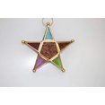 thumbnail image 1 of Moroccan Style Candle Lantern Holder Multicolour Glass Star Candle Holder Hanging Lantern, 1 of 7