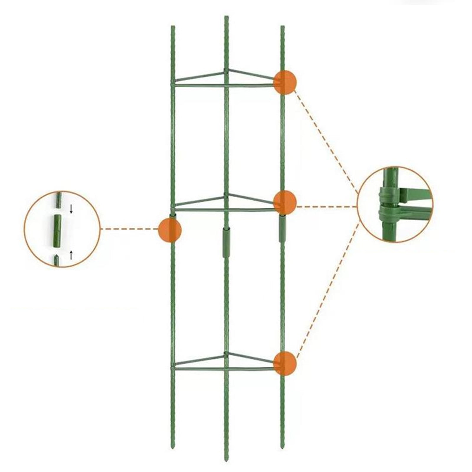 Tomato Support Cage with Plastic Coated Steel Pipes, Climbing Plant Trellis for Vegetable Gardens, Orchids, and Eggplant A#030 Green