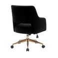thumbnail image 5 of Modern Water and Stain Resistant Boucle Fabric Upholstered Rolling Task Chair Height Adjustable Swivel Vanity Chair, Black, 5 of 5