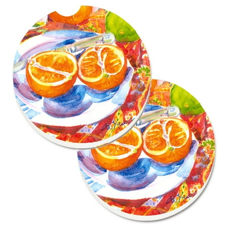 

Carolines Treasures 6035CARC Florida Oranges Sliced for breakfast Set of 2 Cup Holder Car Coasters Large multicolor