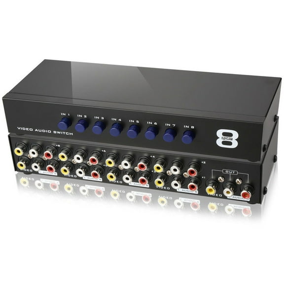 axGear AV Switch Box Composite Selector 8 Port RCA Audio Video 8 In 1 Out To TV