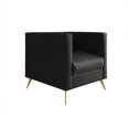 thumbnail image 5 of Home Design Weiss Velvet Square Arm Chair with Channel-Tufted Back and Gold Metal Legs, Modern Upholstered Living Room Seating, Black, 5 of 5