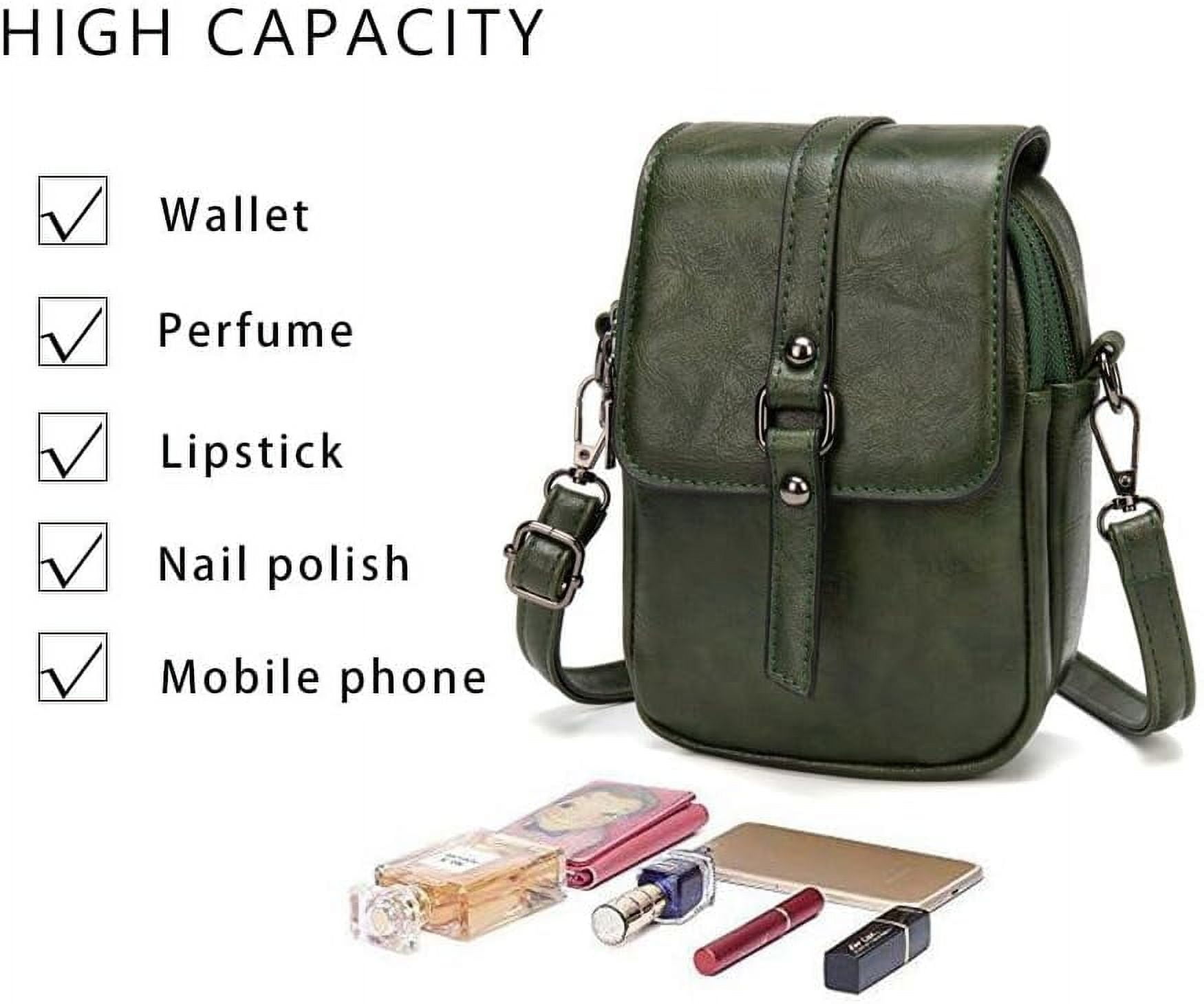 Kwuty Vintage Crossbody Phone Bag for Women, Small PU Leather Shoulder Purse and Handbag with Tassel&Rivet Decoration