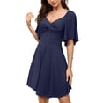 thumbnail image 2 of Vestido Amoretu Summer con cuello cuadrado, corte bajo, línea A, azul marino, 2 of 6