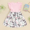 thumbnail image 3 of Bagilaanoe Little Girl Summer Dress Toddler Butterfly Print Fly Sleeve A-line Dresses with Belt 4T 5T 6T 7T Kids Casual Swing Sundress, 3 of 7