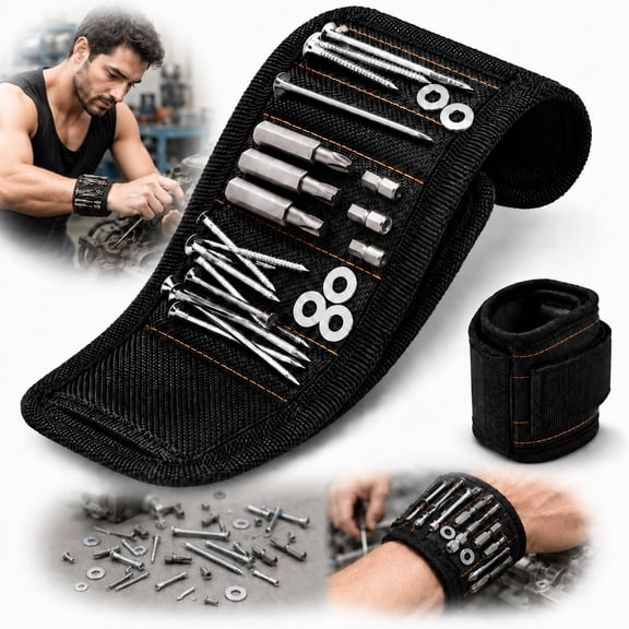 Rongsi Magnetic Wristband for Holding Screws - HVAC Tools Gifts for Men Who have Everything - Wrist Magnet Tool or Screw Holder for Handyman, Tech Geek, Mechanic