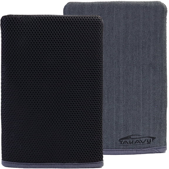 TAKAVU Auto Detailing Clay Mitt 1 Pack 9.7x6.3 inches, Magic Clay Bar Mitt Premium Mesh and Microfiber for Remove Dirts Mud Grime, Car Cleaning Detail Glass Wheel Windshield (Grey)