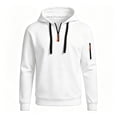 thumbnail image 4 of JIAYUE Men Half Zip Hooded Sweatshirt Solid Color Long Sleeve Arm Pocket Pullover Hoodie for Fall Street Wear, 4 of 4