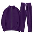 thumbnail image 7 of LEKODE Sweat Pants and Hoodie Set Women Matching Sweat Set Two Piece Tracksuit for Women Tank Crop Top Wide Leg Pants Set Sports Jacket Sweatshirt with Pocket Hoodie Sets for Women Dark Purple L, 7 of 7