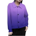 thumbnail image 2 of Mceream Women's Ribbed Knit Shacket Button Down Gradient Jackets Long Sleeve Sweater Shirts Fall Winter Trendy Cardigans Plus Size Winter Warm Outwear Chaqueta De Invierno Para Mujer Purple S, 2 of 5