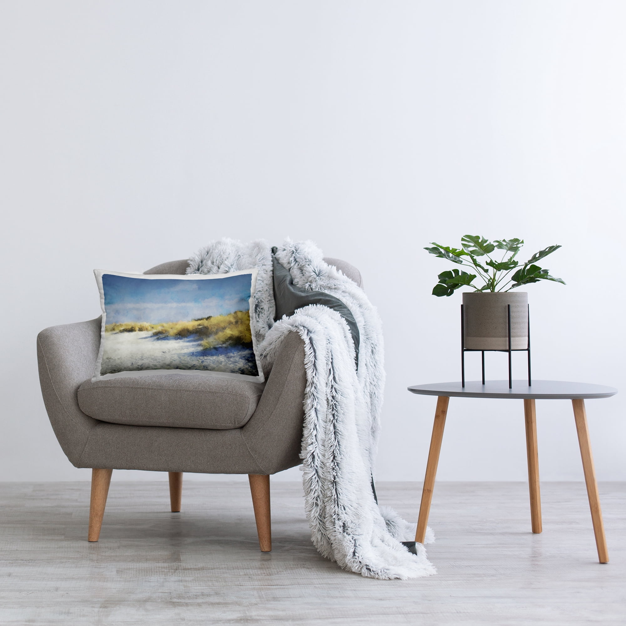 Stupell Industries Sandy Seaside Shore Decorative Printed Throw Pillow, 14 x 20
