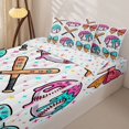 thumbnail image 3 of Castle Fairy Baseball Ice Cream Zipper Full Size Comforter Sets with Fitted Sheet and 2 Pillowcases, Sport Theme Stars Print Zipper Bedding Set, Pink Blue White,4pcs, 3 of 6