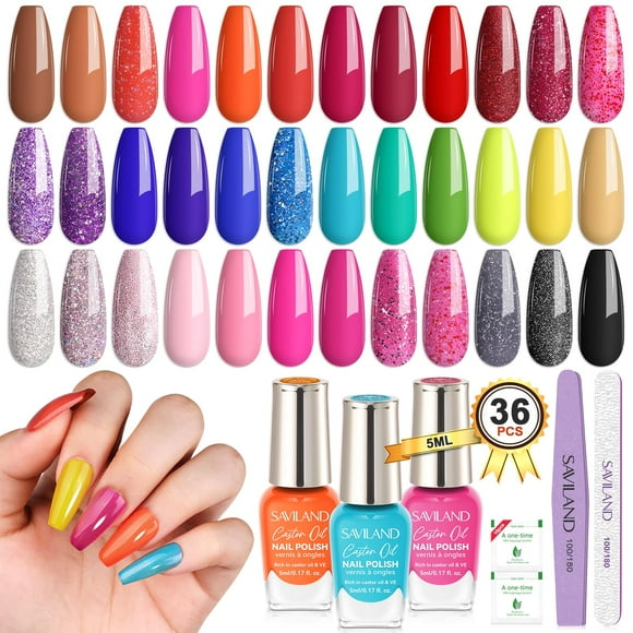 Set de esmaltes de uñas SAVILAND Fingernail Air-Dry 36 piezas Rainbow