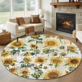 thumbnail image 2 of Farmhouse Sunflower Large Area Rugs for Bedroom Living Room, Soft Non Slip Carpet Bedside Rug, Vintage Summer Botanical Round Floor Cover Kitchen Accent Rug 7' for Dining Room/Office, 2 of 9