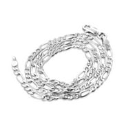 Diamond-Cut 3mm Wide Sterling Silver Figaro Chain Necklace Italian