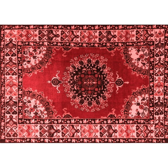 Ahgly Company Indoor Rectangle Medallion Red Traditional Area Rugs, 4' x 6'